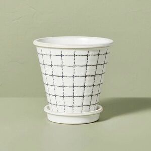 Grid Printed Indoor/Outdoor Stoneware Planter Pot Saucer -  Hearth & Hand